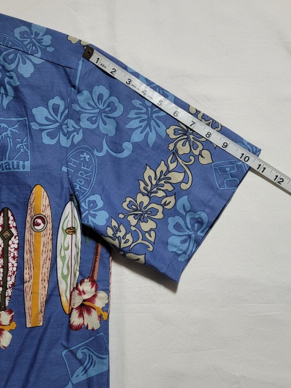 Winnie Fashion Blue Surfboard Hawaiian Aloha Shirt Vintage Cotton Large Coastal - Picture 9 of 9
